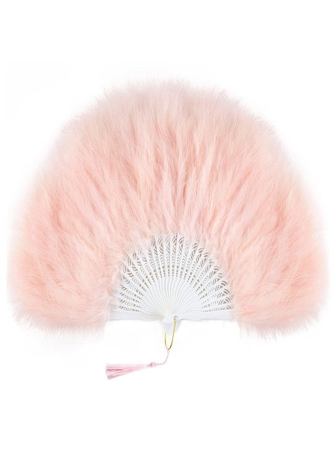 BABEYOND Marabou Feather Fan 20s Vintage Folding Fan Flapper Hand Fan for Costume Dancing Show Tea Party Wedding Decoration (Light Pink) - Image 1
